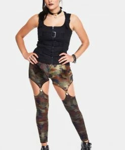 Jawbreaker Fight Me Velvet Harness Leggings