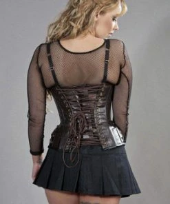Burleska Forcas Underbust Steampunk Corset In Black & Brown Matte Vinyl -GOTHIC SKIRTS Shop forcas underbust steampunk corset in black brown matte vinyl burleska 3 300x