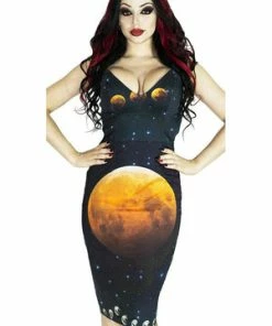 Dr Faust Full Blood Moon Night Sky Midi Dress - Amaris