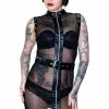 Dr Faust Full Zip Eyelet Trim Black Belt Sheer Mini Dress - Yara -GOTHIC SKIRTS Shop full zip eyelet trim black belt sheer mini dress yara dr faust 300x