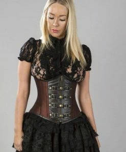 Burleska Gemini Underbust Steampunk Corset In Taffeta With Front Zip And Straps -GOTHIC SKIRTS Shop gemini underbust steampunk corset in taffeta with front zip and straps burleska 5 300x