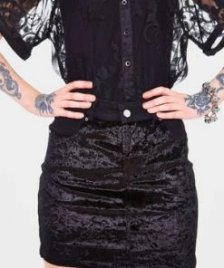 Jawbreaker Glam Rock Velvet Mini Skirt -GOTHIC SKIRTS Shop glam rock velvet mini skirt jawbreaker 4 300x