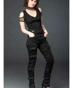 Queen Of Darkness Gothic Pants With Lacing And Buckles -GOTHIC SKIRTS Shop gothic pants with lacing and buckles queen of darkness 4 300x