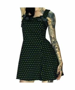 Dr Faust Green Polka Dots Black Mini Dress - Ava 5 Dr Faust Green Polka Dots Black Mini Dress - Ava -GOTHIC SKIRTS Shop green polka dots black mini dress ava dr faust 2 300x