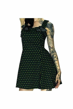 Dr Faust Green Polka Dots Black Mini Dress - Ava 4 Dr Faust Green Polka Dots Black Mini Dress - Ava - Image 2