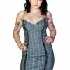 Dr Faust Grey Checkered Lace-Up Mini Dress - Jana -GOTHIC SKIRTS Shop grey checkered lace up mini dress jana dr faust 300x