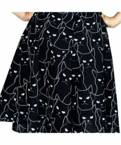 Dr Faust Grumpy Cats Black Midi Dress - Felina -GOTHIC SKIRTS Shop grumpy cats black midi dress felina dr faust 3 300x