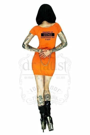 Dr Faust Guantanamo Bay Orange Mini Dress - Alca -GOTHIC SKIRTS Shop guantanamo bay orange mini dress alca dr