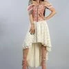 Burleska Gypsy High Low Victorian Corset Dress In Coral Cream Jacquard -GOTHIC SKIRTS Shop gypsy high low victorian corset dress in coral cream jacquard burleska 300x