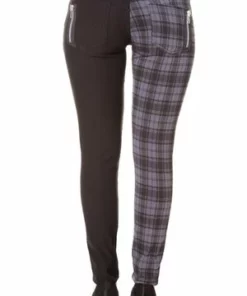 Banned Half Black Half Check Skinny Jeans -GOTHIC SKIRTS Shop half black half check skinny jeans banned 3 300x
