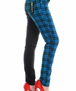 Banned Half Black Half Check Skinny Jeans -GOTHIC SKIRTS Shop half black half check skinny jeans banned 4 300x