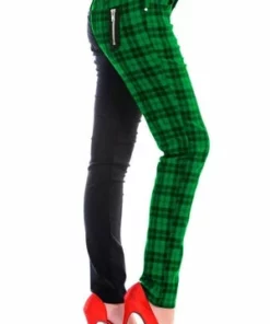 Banned Half Black Half Check Skinny Jeans -GOTHIC SKIRTS Shop half black half check skinny jeans banned 5 300x