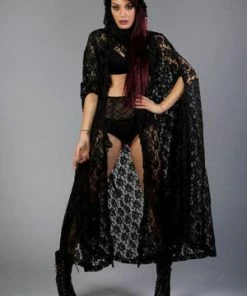 Burleska Hooded Gothic Victorian Cape In Lace -GOTHIC SKIRTS Shop hooded gothic victorian cape in lace burleska 4 300x