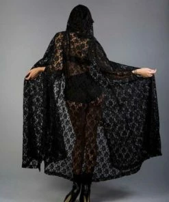 Burleska Hooded Gothic Victorian Cape In Lace -GOTHIC SKIRTS Shop hooded gothic victorian cape in lace burleska 5 300x