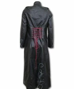 Spiral Just Tribal - Gothic Trench Coat Pu-Leather Corset Back
