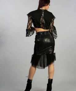 Burleska Leila Knee Length Fetish Skirt In Black PVC -GOTHIC SKIRTS Shop leila knee length fetish skirt in black pvc burleska 2 300x