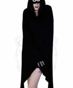 Dr Faust Leviathan Cross Hooded Black Mini Dress - Melany -GOTHIC SKIRTS Shop leviathan cross hooded black mini dress melany dr faust 2 300x
