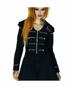 Dr Faust Long Hooded Designer Black Cotton Coat - Azalea -GOTHIC SKIRTS Shop long hooded designer black cotton coat azalea dr faust 4 300x