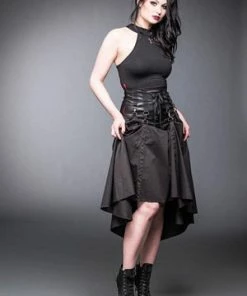 Queen Of Darkness Long Skirt With Lacing And Carabiner -GOTHIC SKIRTS Shop long skirt with lacing and carabiner queen of darkness 3 300x