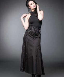 Queen Of Darkness Long Skirt With Lacing And Carabiner -GOTHIC SKIRTS Shop long skirt with lacing and carabiner queen of darkness 5 300x