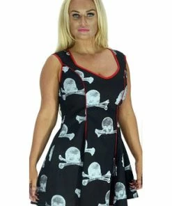 Dr Faust Memento Mori Grey Skull And Bones Black Mini Dress - Aurelia