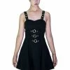 Dr Faust Metallic Buckle Black Mini Dress - Elvina -GOTHIC SKIRTS Shop metallic buckle black mini dress elvina dr faust 300x
