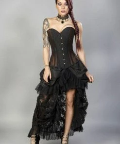Burleska Morgana Long Overbust Burlesque Corset In Taffeta