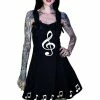 Dr Faust Musical Note Sol Key Little Black Mini Dress - Heidi -GOTHIC SKIRTS Shop musical note sol key little black mini dress heidi dr faust 300x