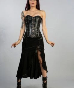 Burleska New Aphrodites C-locks Overbust In Black Twill And Black Matte