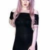 Dr Faust Off Shoulder Bodycon Nu Goth Black Mini Dress - Lottie -GOTHIC SKIRTS Shop off shoulder bodycon nu goth black mini dress lottie dr faust 300x