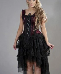 Burleska Ophelie Gothic Corset Dress In Satin Flock -GOTHIC SKIRTS Shop ophelie gothic corset dress in satin flock burleska 3 300x
