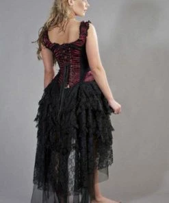 Burleska Ophelie Gothic Corset Dress In Satin Flock -GOTHIC SKIRTS Shop ophelie gothic corset dress in satin flock burleska 4 300x