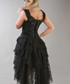 Burleska Ophelie Gothic Corset Dress In Satin Flock -GOTHIC SKIRTS Shop ophelie gothic corset dress in satin flock burleska 6 300x