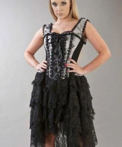 Burleska Ophelie Gothic Corset Dress In Satin Flock -GOTHIC SKIRTS Shop ophelie gothic corset dress in satin flock burleska 7 300x