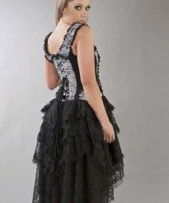 Burleska Ophelie Gothic Corset Dress In Satin Flock -GOTHIC SKIRTS Shop ophelie gothic corset dress in satin flock burleska 8 300x