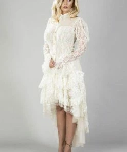 Burleska Ophelie Long Burlesque Skirt In Cream Lace