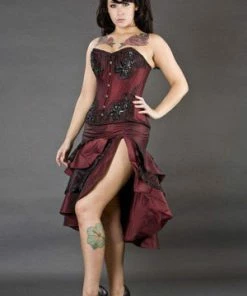 Burleska Paris Overbust Steel Boned Lacing Corset In Taffeta -GOTHIC SKIRTS Shop paris overbust steel boned lacing corset in taffeta burleska 2 300x