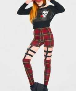 Jawbreaker Passionate By Nature Plaid Harness Leggings -GOTHIC SKIRTS Shop passionate by nature plaid harness leggings jawbreaker 4 300x