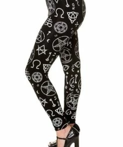 Banned Pentagram Black Leggings -GOTHIC SKIRTS Shop pentagram black leggings banned 3 300x