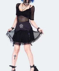 Jawbreaker Pentagram Mini Skirt With Net Overlayed -GOTHIC SKIRTS Shop pentagram mini skirt with net overlayed ska 3780 01.1448 300x