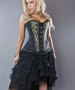 Burleska Petra Overbust Long Line Corset In Scroll Brocade -GOTHIC SKIRTS Shop petra overbust long line corset in scroll brocade burleska 6 300x