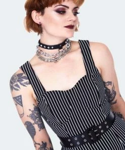 Jawbreaker Pinstripe Bodycre Dress With Waist Belt -GOTHIC SKIRTS Shop pinstripe bodycre dress with waist belt dra 9563 03.1444 300x