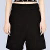 Long Clothing Plain Black Shorts - Unisex -GOTHIC SKIRTS Shop plain black shorts unisex long clothing 300x