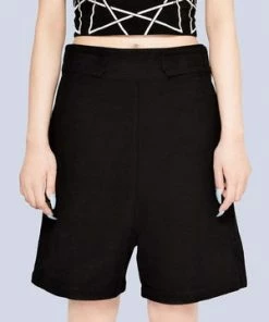 Long Clothing Plain Black Shorts - Unisex