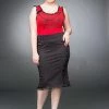 Queen Of Darkness Plus Size Knee-Length Skirt With Ruching & Lacing