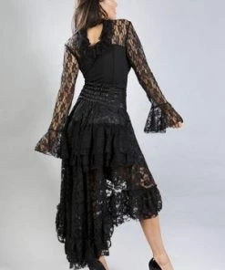 Burleska Queen Maxi Skirt In Black Lace -GOTHIC SKIRTS Shop queen maxi skirt in black lace burleska 2 300x