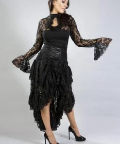Burleska Queen Maxi Skirt In Black Lace -GOTHIC SKIRTS Shop queen maxi skirt in black lace burleska 3 300x