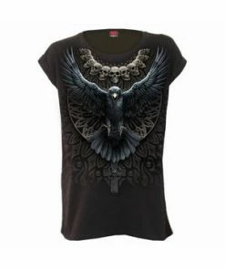Spiral Raven Skull - Turnup Sleeve Loosefit Tee