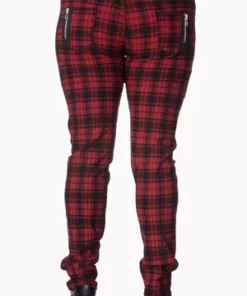 Banned Red Check Plus Size Skinny Jeans -GOTHIC SKIRTS Shop red check plus size skinny jeans banned 3 300x