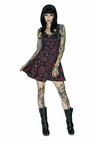 Dr Faust Red Magical Spell Black Mini Dress - Daisy -GOTHIC SKIRTS Shop red magical spell black mini dress daisy dr